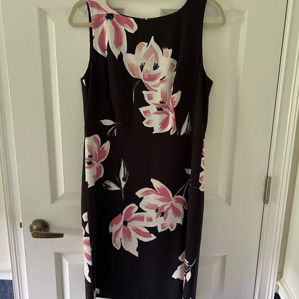 Ann Taylor Factory Black and Pink Floral Midi Dress